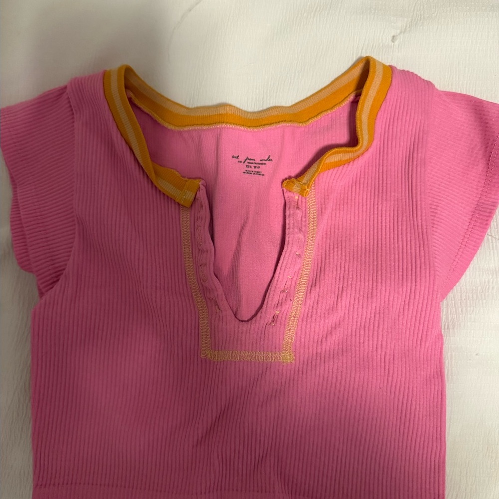 Urban Outfitters Pink Tee with Orange Trim